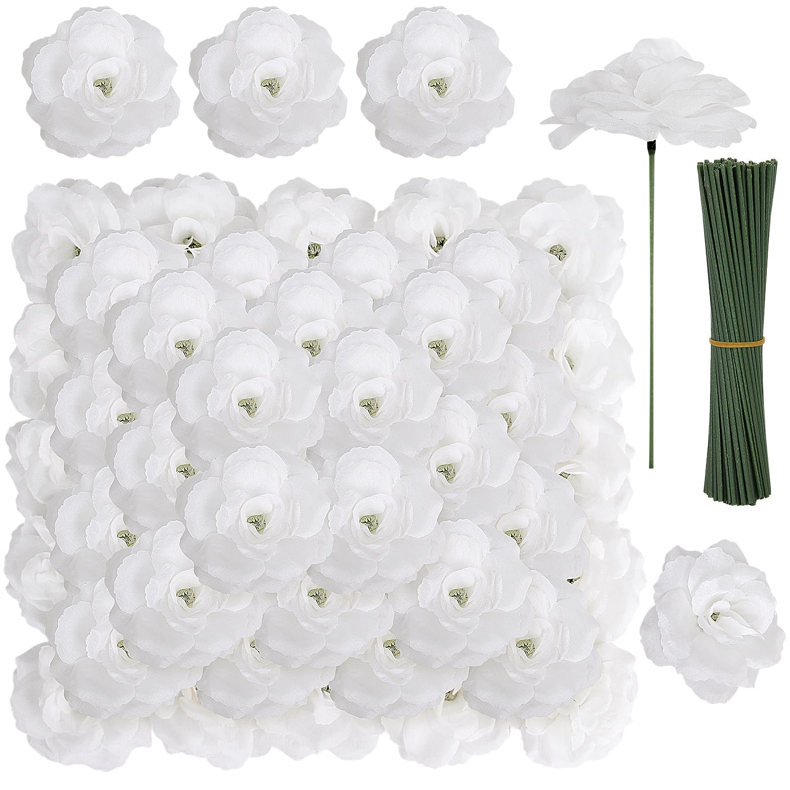 LELEE 108pcs White Roses