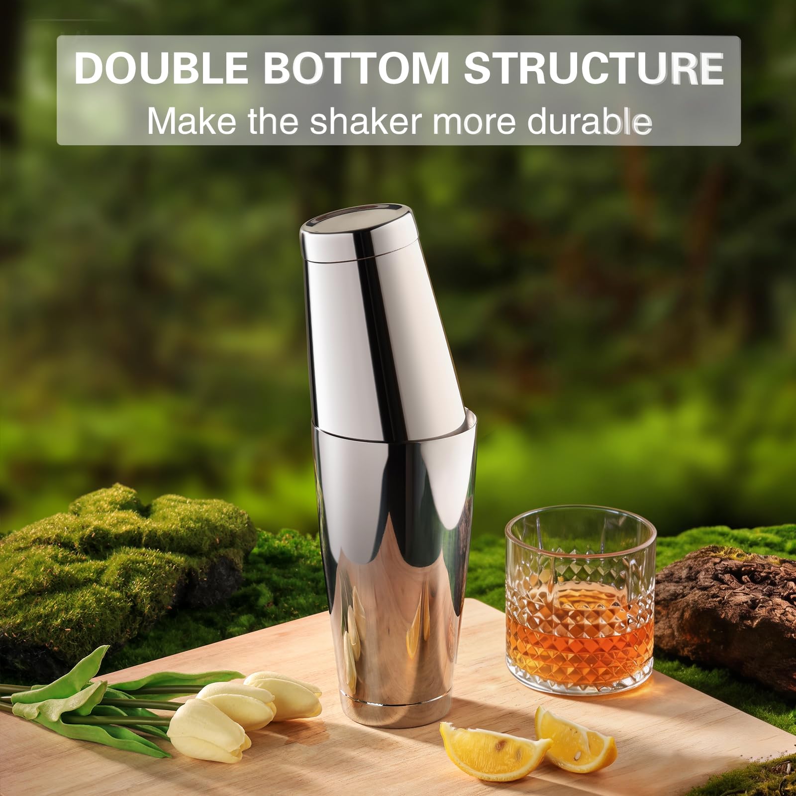 WOTOR Boston - Juego de coctelera con peso de acero inoxidable, 530 ml y 830 ml, mezclador de bebidas de metal para camareros, herramientas profesionales de bar