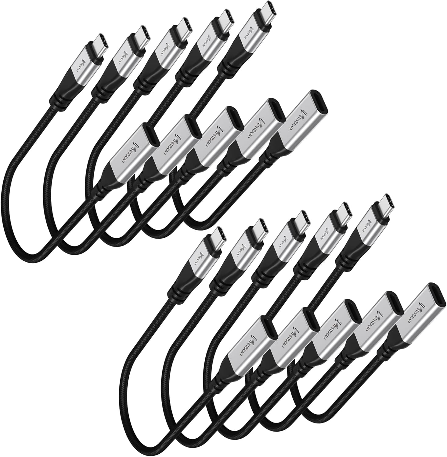 USB C Female to Type C Male Adapter 10 Pack, Short Type C to USB 3.0 Charger Extension Cable, 5Gbps Data Transfer and Fast Charging Converter for iPhone 17 16 15 Pro Max, iPad, Laptop, PC, Plug & Play