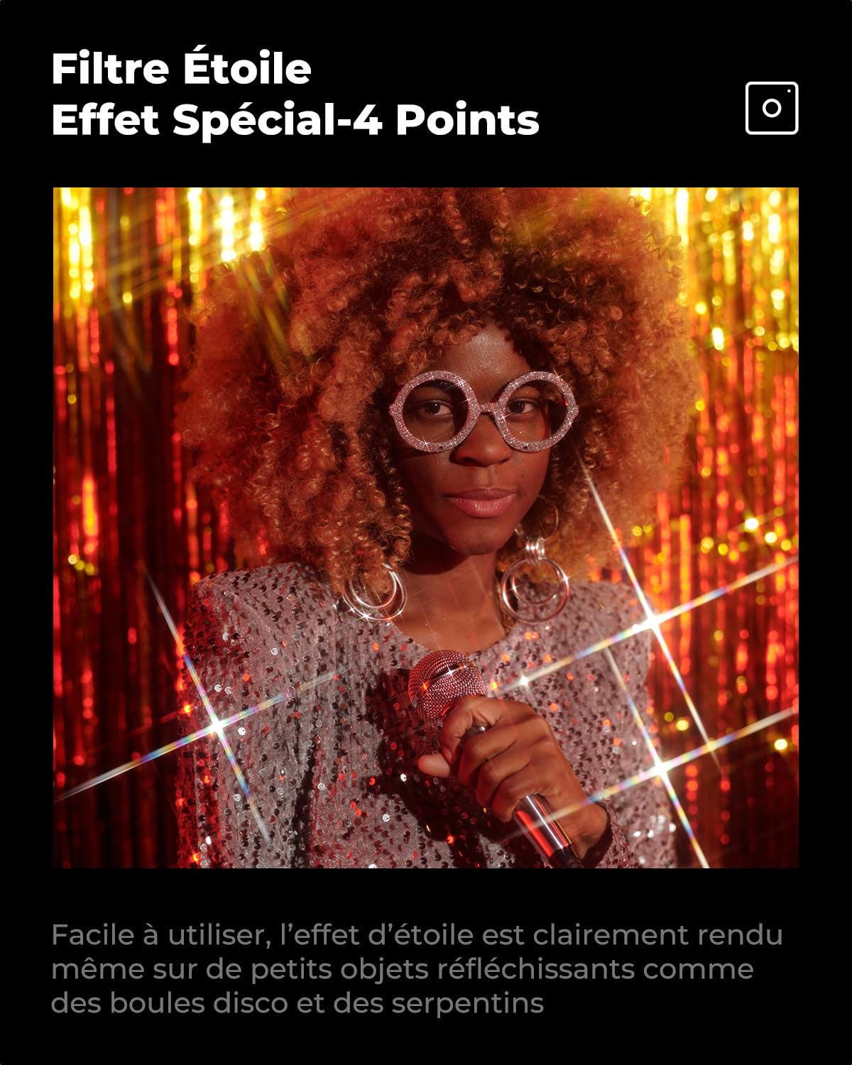 K&F CONCEPT Ø77mm Filtre Étoile 4+6+8 Points Filtre Star Effets Spéciaux et 3 Chiffon et Sac pour Objectif Appareil Photo