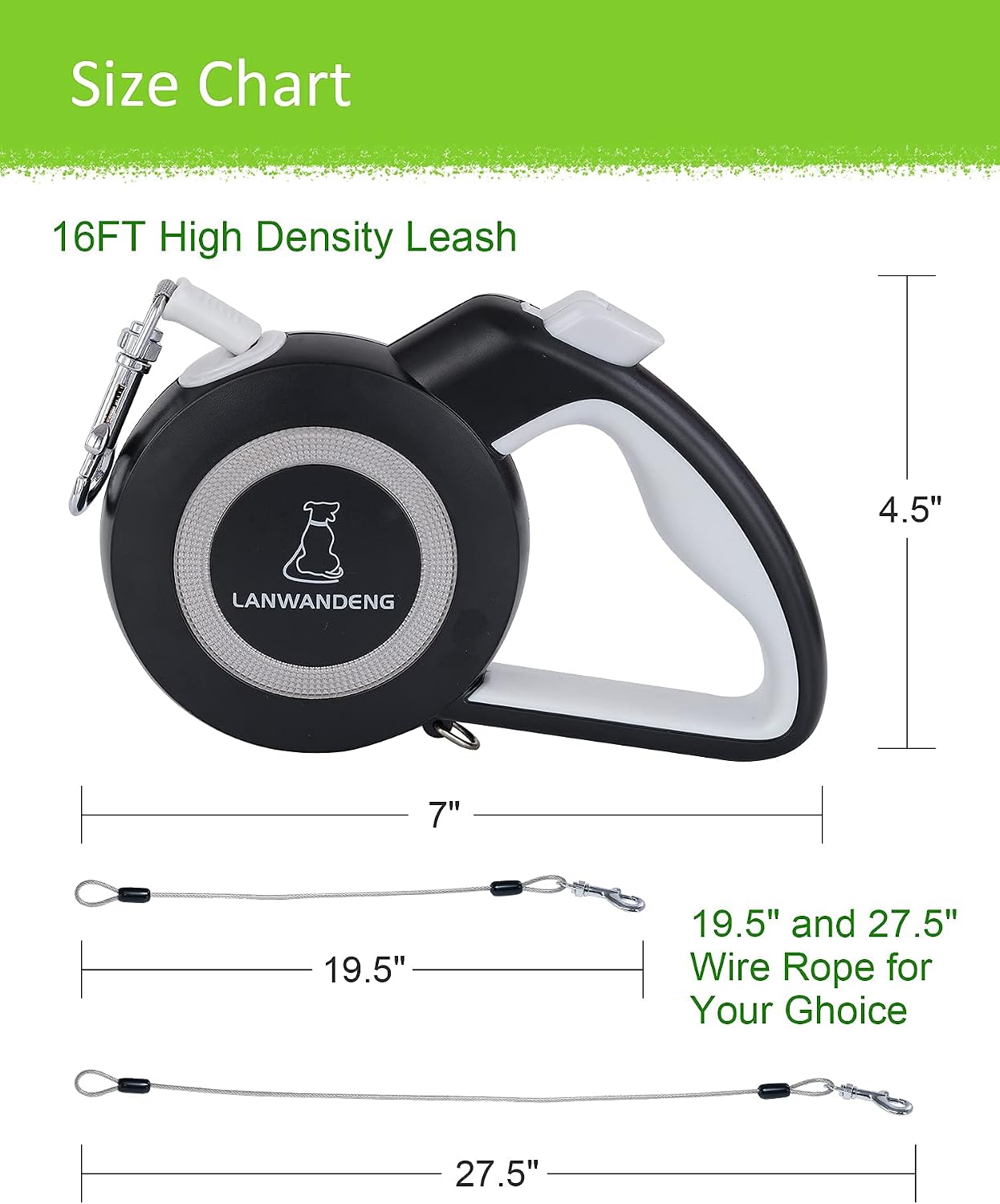 Chew Proof Retractable Dog Leash with 2 Heavy Duty No Tangle Wire Ropes, 16FT Long 360° Tangle-Free Dog Lead for 2 Dogs, Dual Dog Leashes for Small/Medium/Large Dogs…