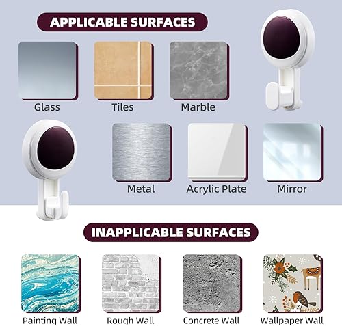 Miniatura 7 de Juego de 6 unidades de ventosa para ducha, estante de ducha, taza para cepillo de dientes, jabonera, ganchos de succión, instalación en un segundo,