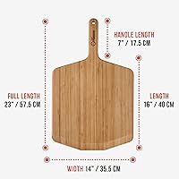 Vista 2 de Chef Pomodoro Pala de pizza de madera de 14 pulgadas, pala de pizza de madera casera, tabla con asa, accesorios de horno para interiores