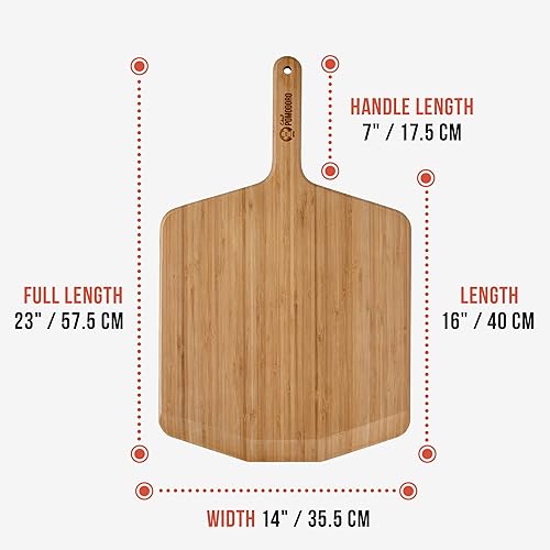 Miniatura 2 de Chef Pomodoro Pala de pizza de madera de 14 pulgadas, pala de pizza de madera casera, tabla con asa, accesorios de horno para interiores