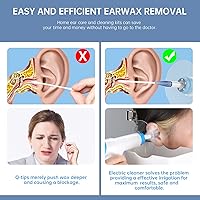 Vista 2 de Eliminación de cera de oídos, kit eléctrico de limpieza de oídos con luz, kit de riego de oídos con 4 modos de presión, kit de enjuague de oídos