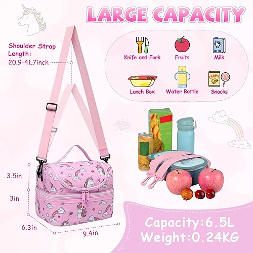 Miniatura 2 de ChaseChic - Lonchera con aislamiento para niños y niñas, ligera, a prueba de fugas, con doble compartimento y correa de hombro ajustable desmontable