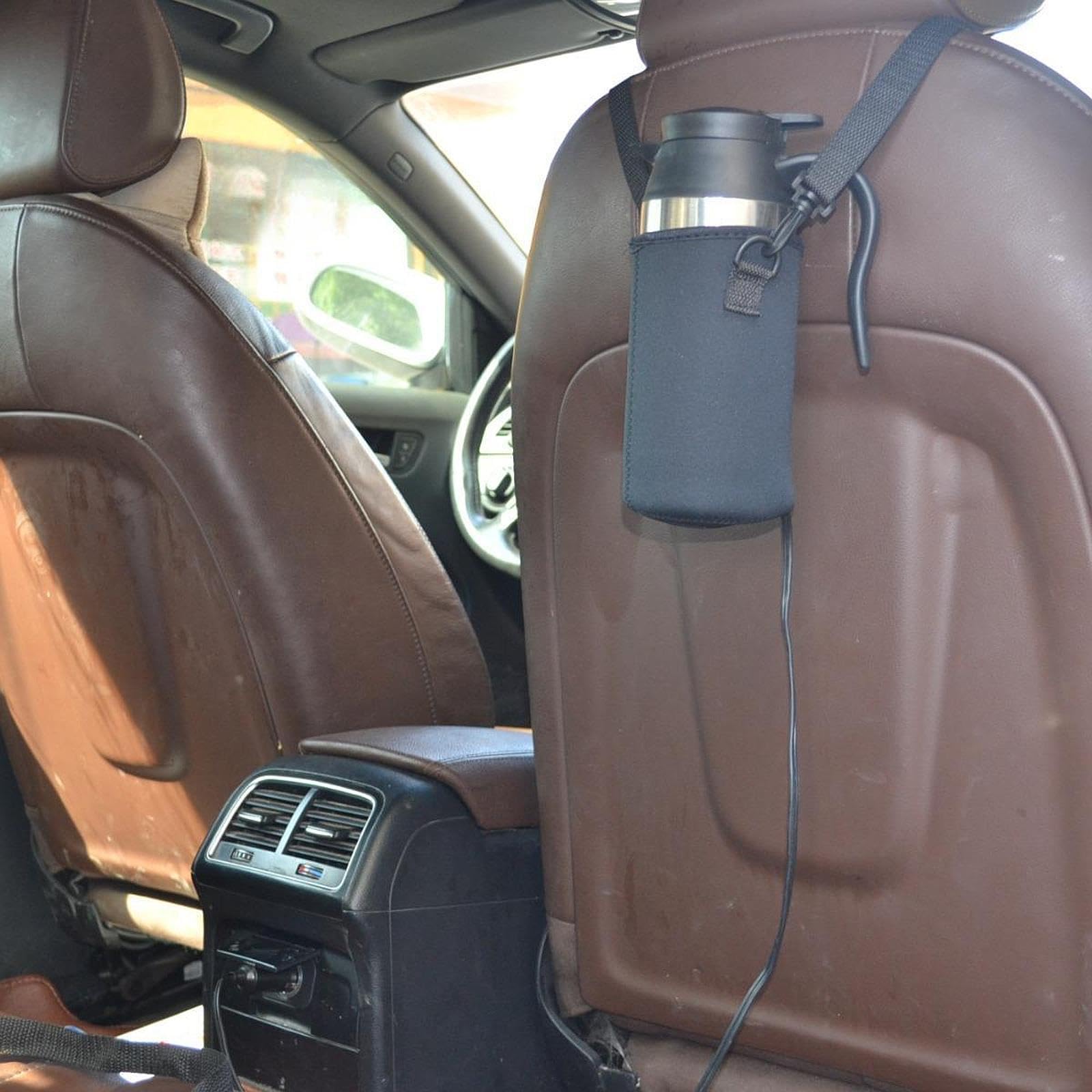 Hervidor de Coche Taza Termo Eléctrica Calefacción Portátil Calentador de Leche Café Agua Acero Inoxidable Aislamiento Vacío Adecuado para Carretera C, 24V, Individual