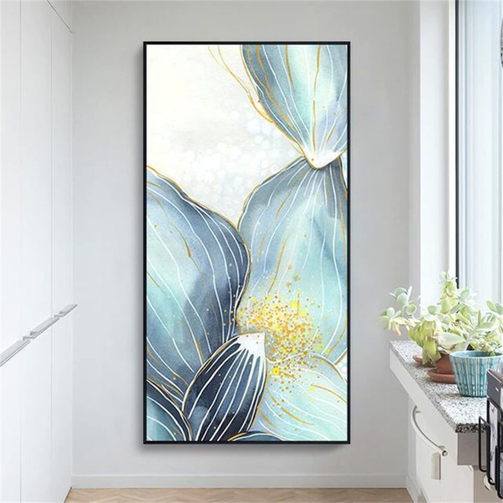 DIY 5D Diamond Painting Kit, 80x160cm Pittura Diamante Kit Completo, Paint by Numbers Adulti kits, Strass Fai da te Ricamo a Punto Croce Diamond Painting Foglia di loto astratta per Home Wall Decor
