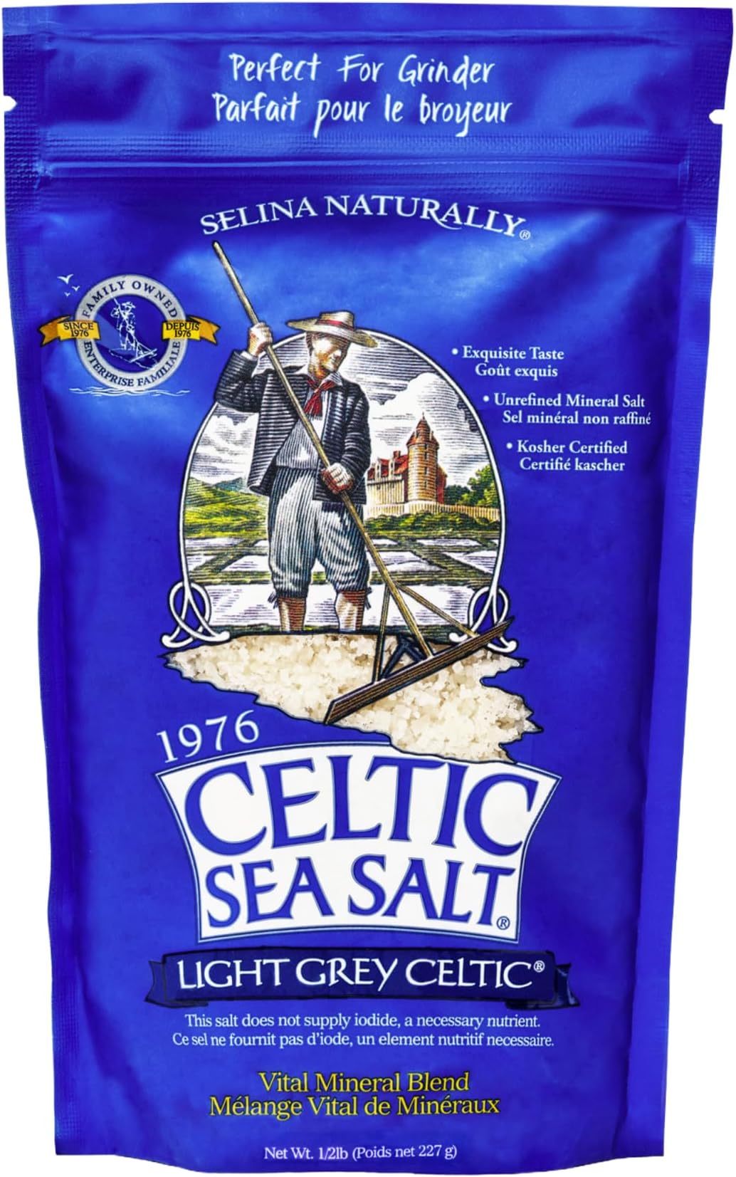 Celtic Sea Salt - Essential Mineral Blend Zippered Bag Light Gray Celtic - 1 lb