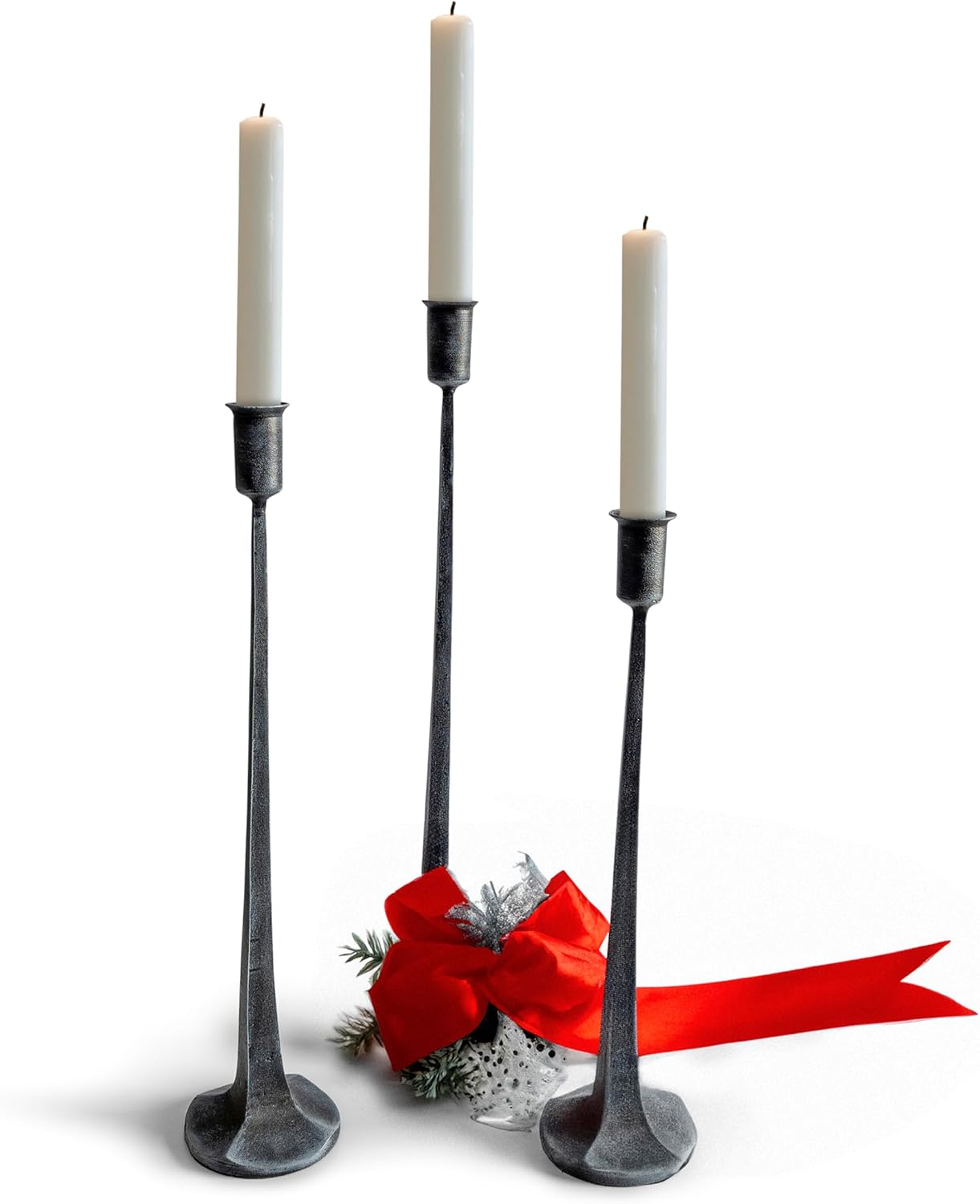 Black Iron Candlestick Holders Set of 3, Black Iron Candle