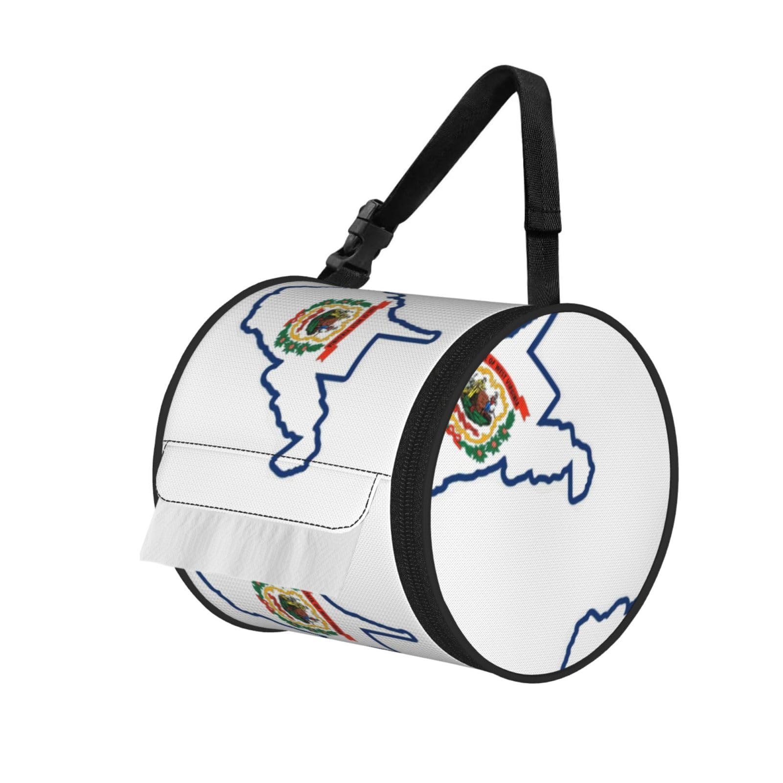 West Virginia State Flag Map Print Fashion Tissues Organizer Box, Hanging Tissue Holder For Purse Coins For Car Office Daily Outing