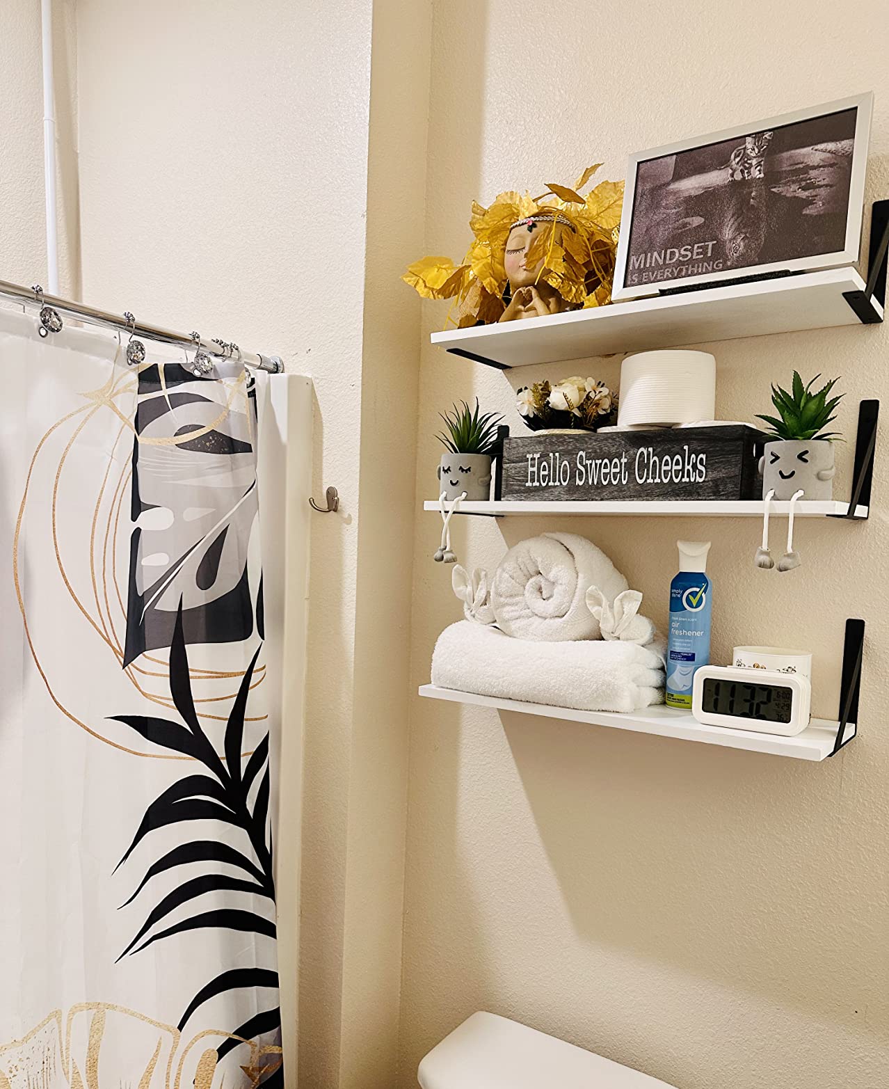 6/mo Finance Forbena White Floating Shelves for Wall Decor Set of 3