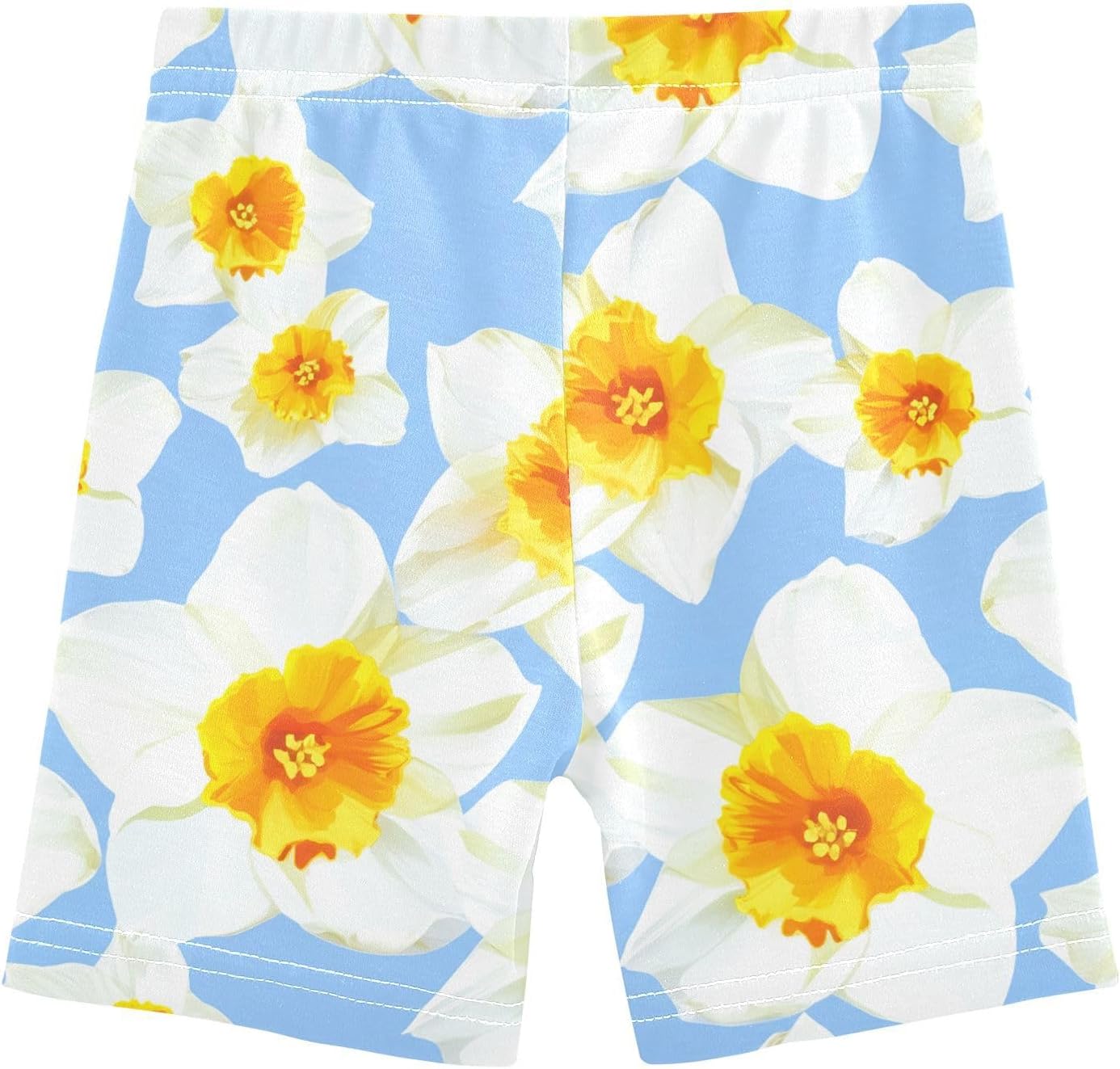 Flower Floral Blue Girls Bike Shorts Toddler Soft Cotton Active Under Dress Shorts