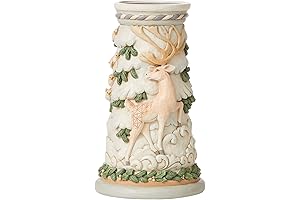 Jim Shore Heartwood Creek White Woodland Deer Column Candleholder