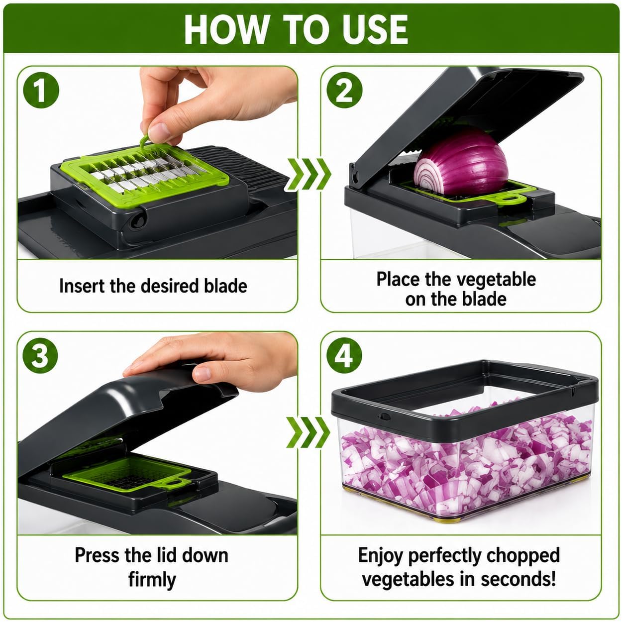 Vegetable Chopper, Pro Onion Chopper, Multifunctional 16 in 1 Food Chopper, Kitchen Vegetable Slicer Dicer Cutter,Veggie Chopper With 8 Blades,Carrot and Garlic Chopper With Container