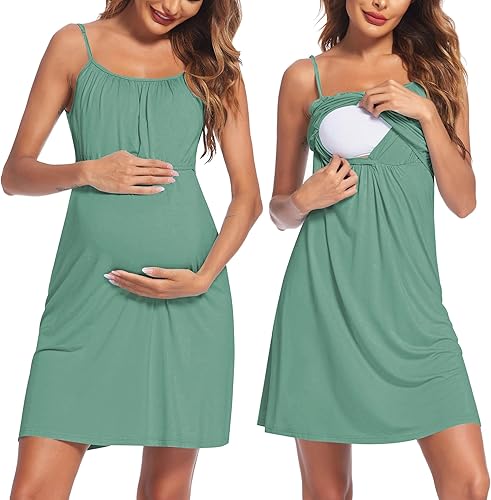 Ekouaer Camisón de lactancia para mujer, vestido de maternidad, vestido de lactancia materna, ropa de dormir