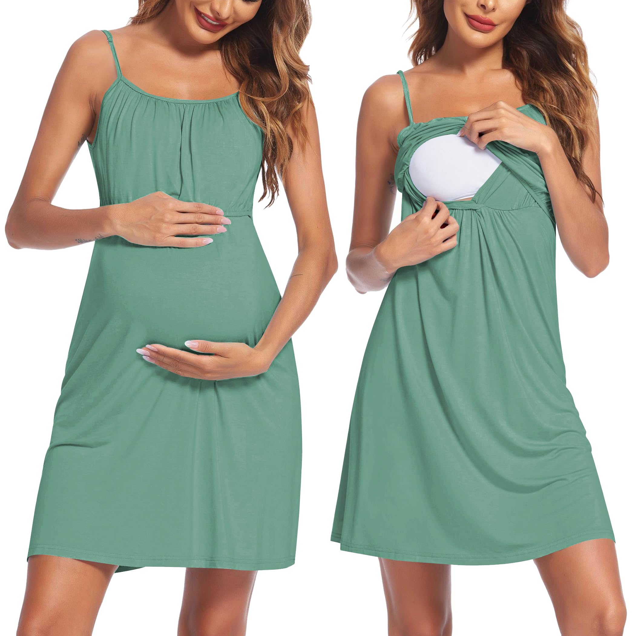 Ekouaer Womens Nursing Nightgown Breastfeeding Dress Maternity Sleepwear