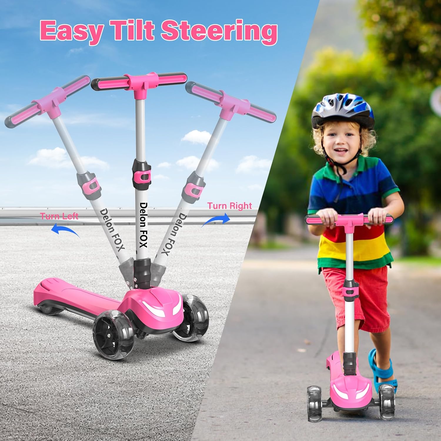 Electric Scooter for Kids Ages 3-8, Kids Electric Scooter, 3 Wheel Electric Scooters with Flash Wheels and Widen Anti-Slip Deck, 3 Adjustable Height, 5MPH Safe Speed, Gift for Boys and Girls - Image 5