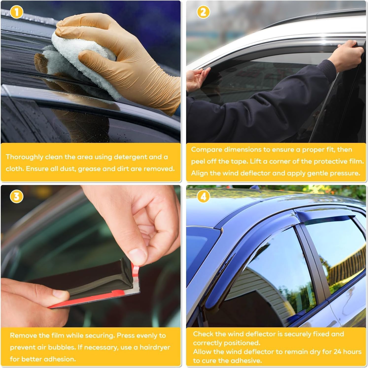 in-Channel Window Visors for Ford Explorer Sport Trac Crew Cab 4 Door 2001 2002 2003 2004 2005 Wind Deflector Sun Rain Guard Vent Weather Shields, Tape-on, Smoke, 4Pcs