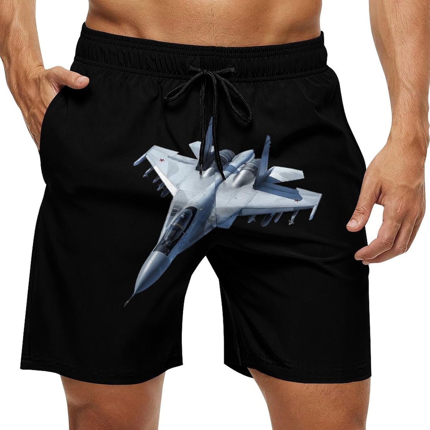 F 20 Fighter Casual Men's Swim Trunks Novelty Summer Beach Shorts Swimwear with Pocket