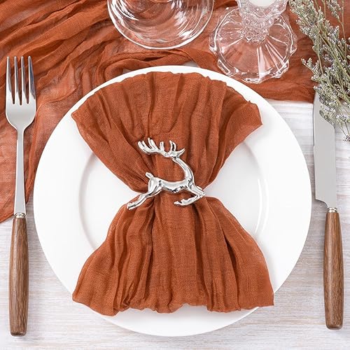 Miniatura 4 de Socomi Juego de 10 servilletas de gasa de color naranja quemado para otoño, juego de 10 servilletas de gasa lavables para boda, fiesta, baby shower,