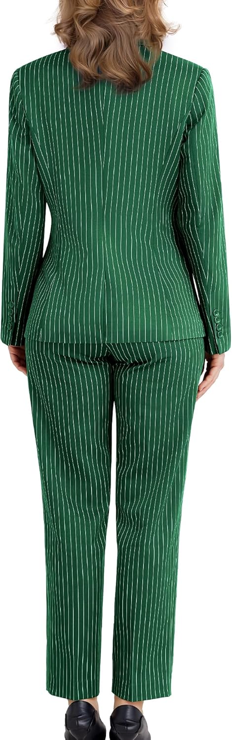 Women's 3 Piece Striped Suit One Button Slim Fit Business Work Professional Blazer Jacket Vest Pants Set - Image 7