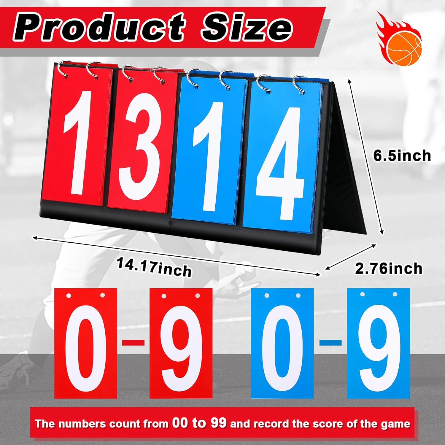 Hiboom Portable Scoreboard Flipper Table Top Score Keeper Waterproof 4 Digital Scoreboard Flipper for Basketball Soccer Tennis Volleyball Cornhole Sports Games P. E Classroom Activities