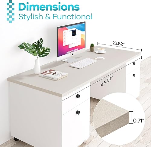 Miniatura 23 de Kaboon Mesa universal de 45.67 x 23.62 pulgadas, escritorio sólido de una pieza, encimera de melamina reversible, escritorios dobles, escritorio en