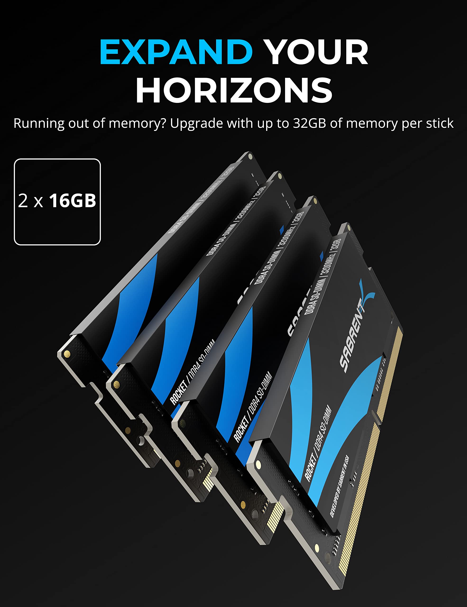 Amazon | SABRENT ロケット 32GB (2x16GB) DDR4 SO-DIMM 3200MHzメモリ