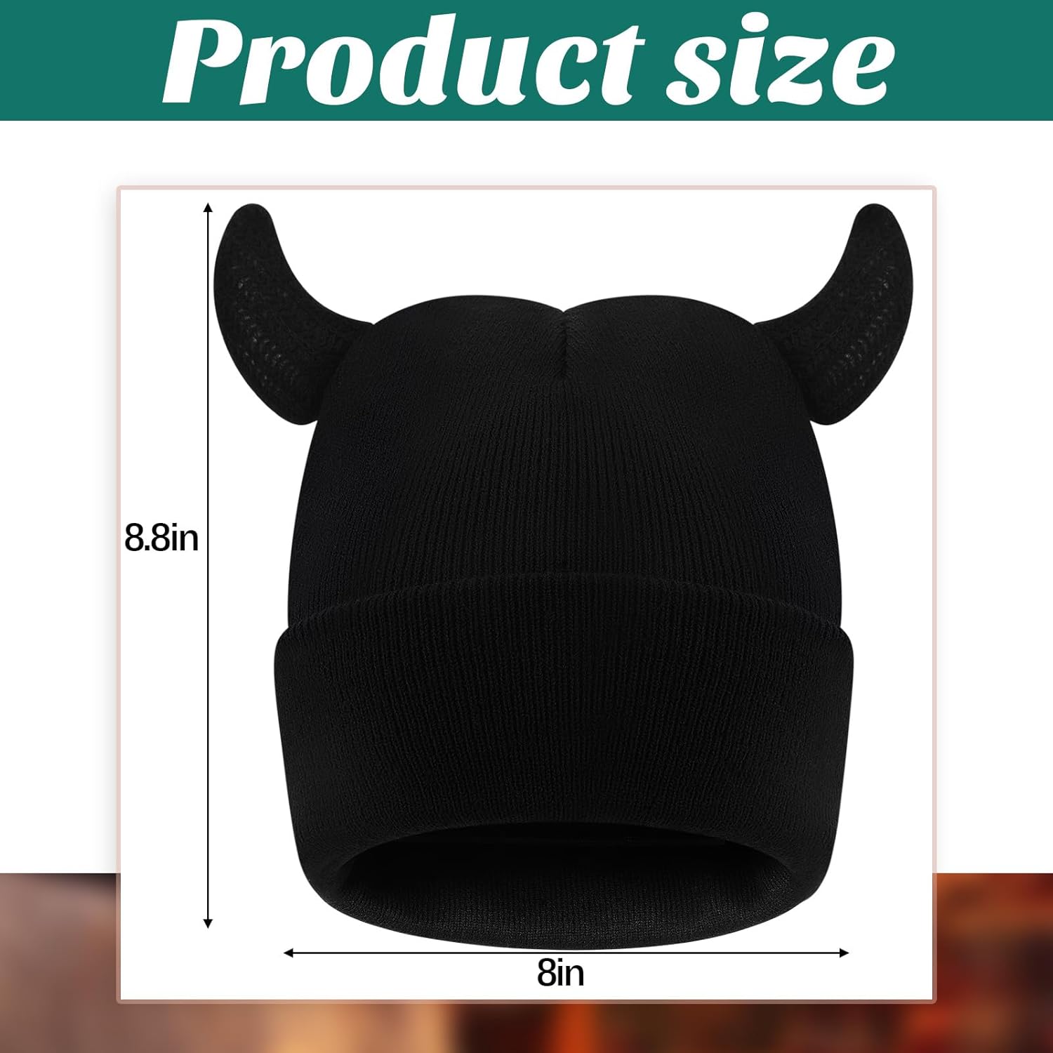 2 Pcs Winter Funny Horn Knit Beanie Hat Y2k Gothic Beanie Cute Demon Horn Kawaii Black Goth Hat for Cold Weather Women Men - Image 2