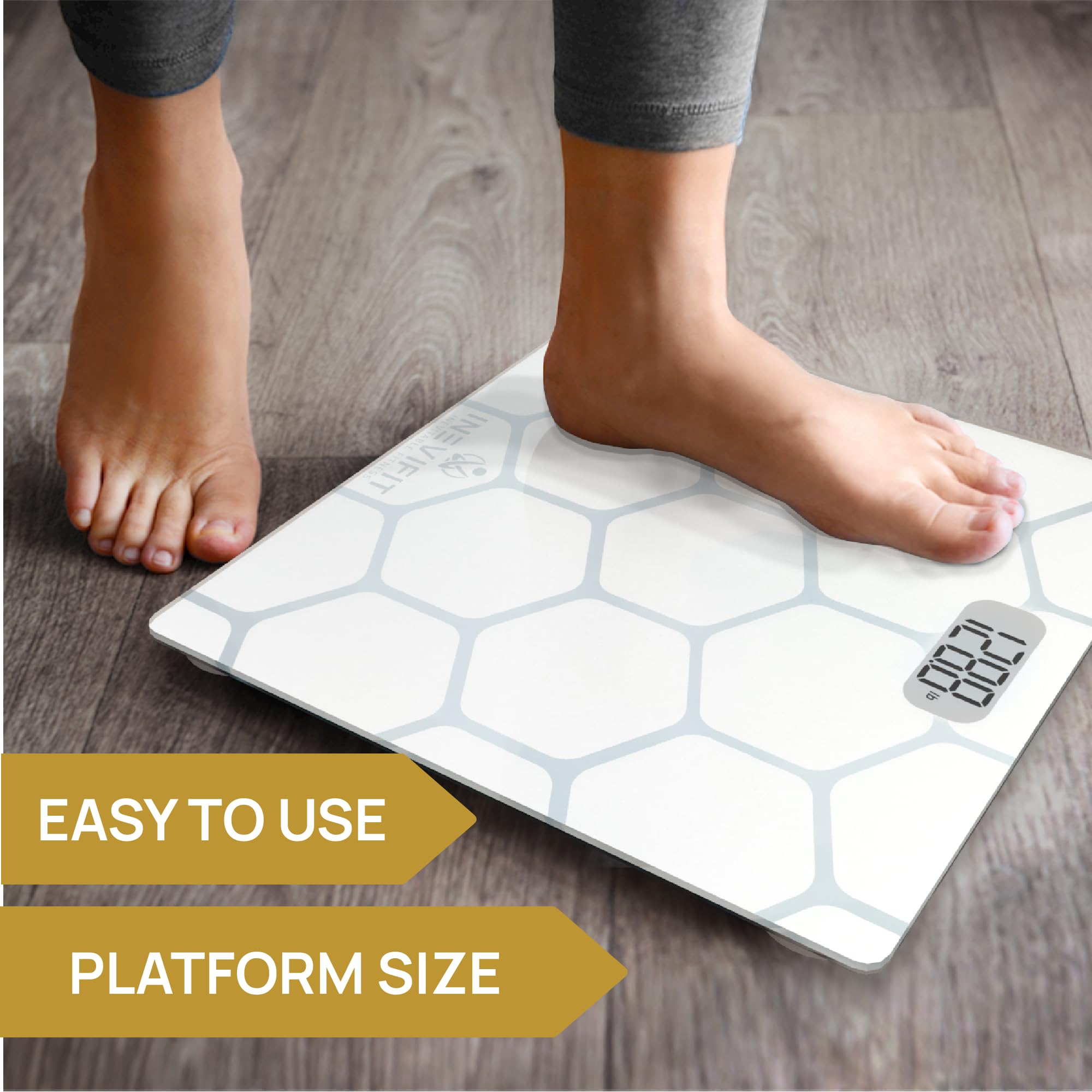 INEVIFIT Bilancia pesapersone, bilancia pesapersone digitale ad alta precisione, misura peso per utenti multipli bianca Piattaforma grande 11 "X11"