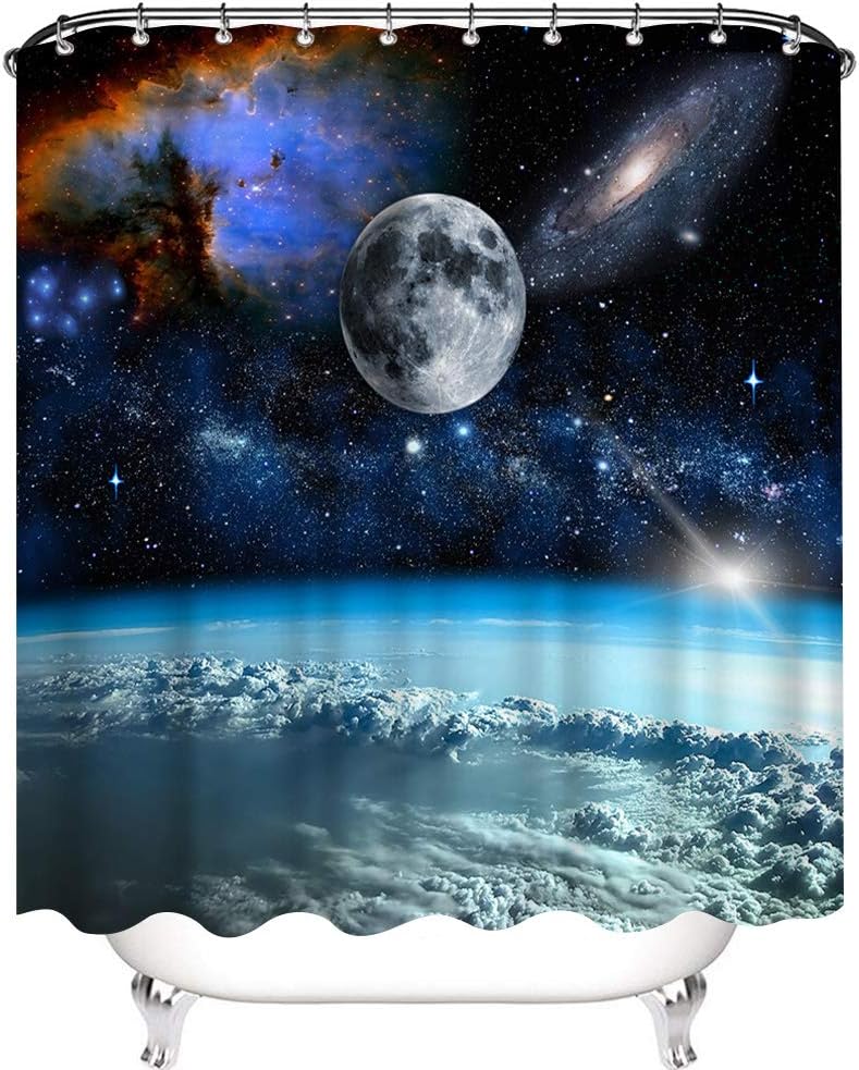 Outer Space Fabric Shower Curtain Galaxy Bathroom Decor 72 x72inch