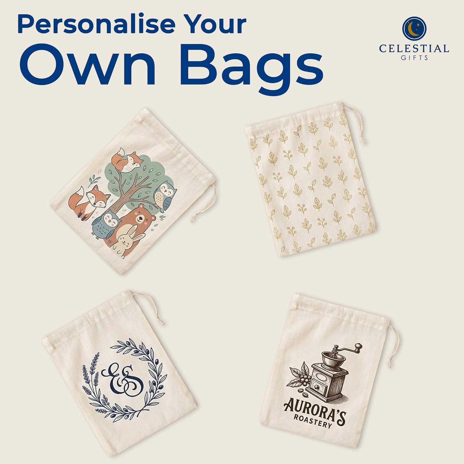 Celestial Gifts Cotton Muslin Bags | 100pcs 4x6 Inches | Reusable Drawstring Bags for Party Favors, Herbs, Spices | Made in USA | Natural Cotton for Eco-Friendly Storage