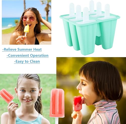 Miniatura 5 de Moldes de silicona para paletas, 6 moldes para paletas de hielo, molde de paletas sin BPA, reutilizable, fácil liberación, molde de paletas con