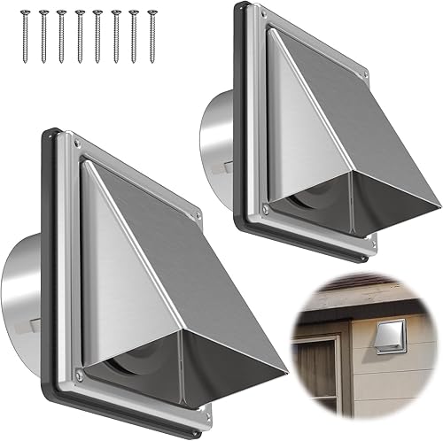Miniatura 8 de ForoGore Cubierta de ventilación de secadora de metal de 4 pulgadas para pared exterior con solapa acolchada de goma, ventilación de pared externa
