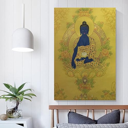 Miniatura 5 de Pintura de Buda de medicina, póster Thangka Thangka, póster de arte de pared, lienzo para regalo, impresiones de sala de estar, decoración de