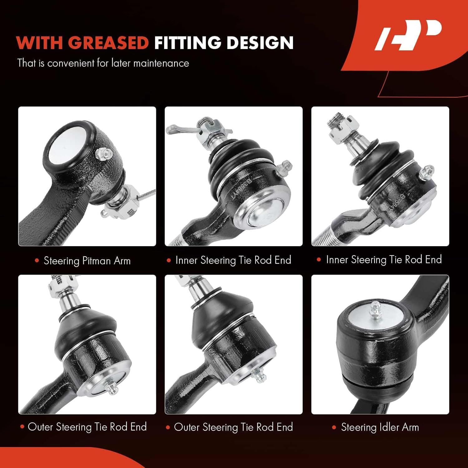 A-Premium Set of 6, Inner Outer Tie Rod End, Compatible with Chevrolet Blazer 1998-2005, S10 1998-2004, GMC Sonoma 1998-2004, Jimmy 1998-2005, Isuzu Hombre 1998-2000, Oldsmobile Bravada 1999-2001
