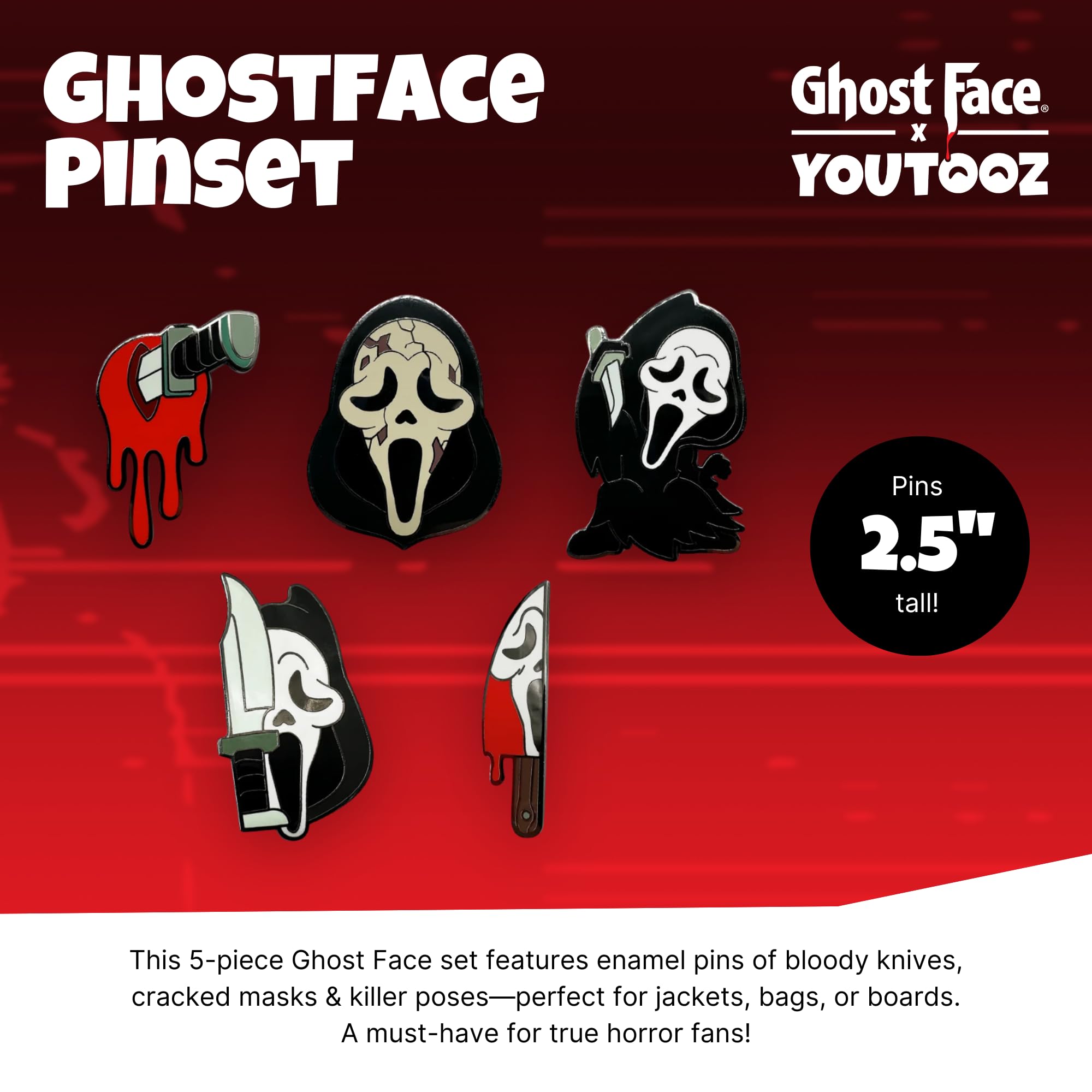 Scream Presentoir Zestaw przypinek Duch Twarz 9 cm (5), Jeden rozmiar, PVC, Agat