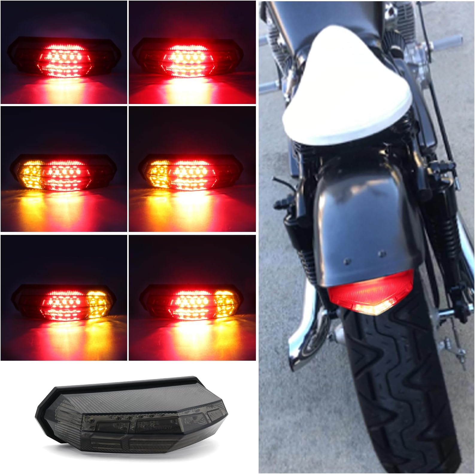 - Universal Smoked Integrated Motorcycle 25 LED Tail Light With Turn Signal Function For Dirt Bike Buggy Chooper Cruiser ATV(smoke)