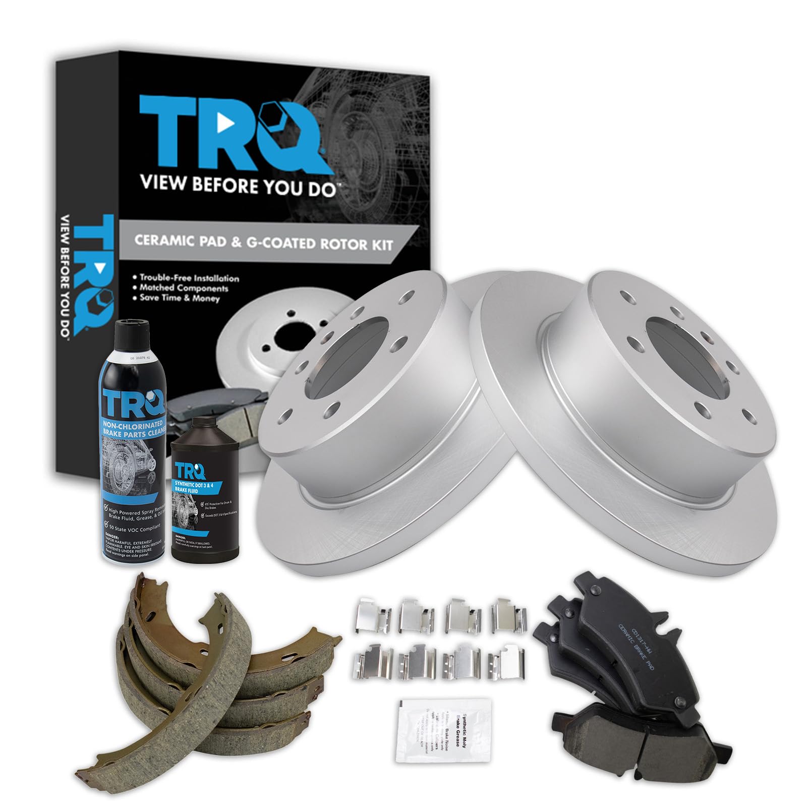 TRQ Rear Brake Pad &amp; Rotor Kit Compatible with 2007-2009 Dodge Sprinter 2500 2007-2016 Freightliner 2010-2018 Mercedes-Benz