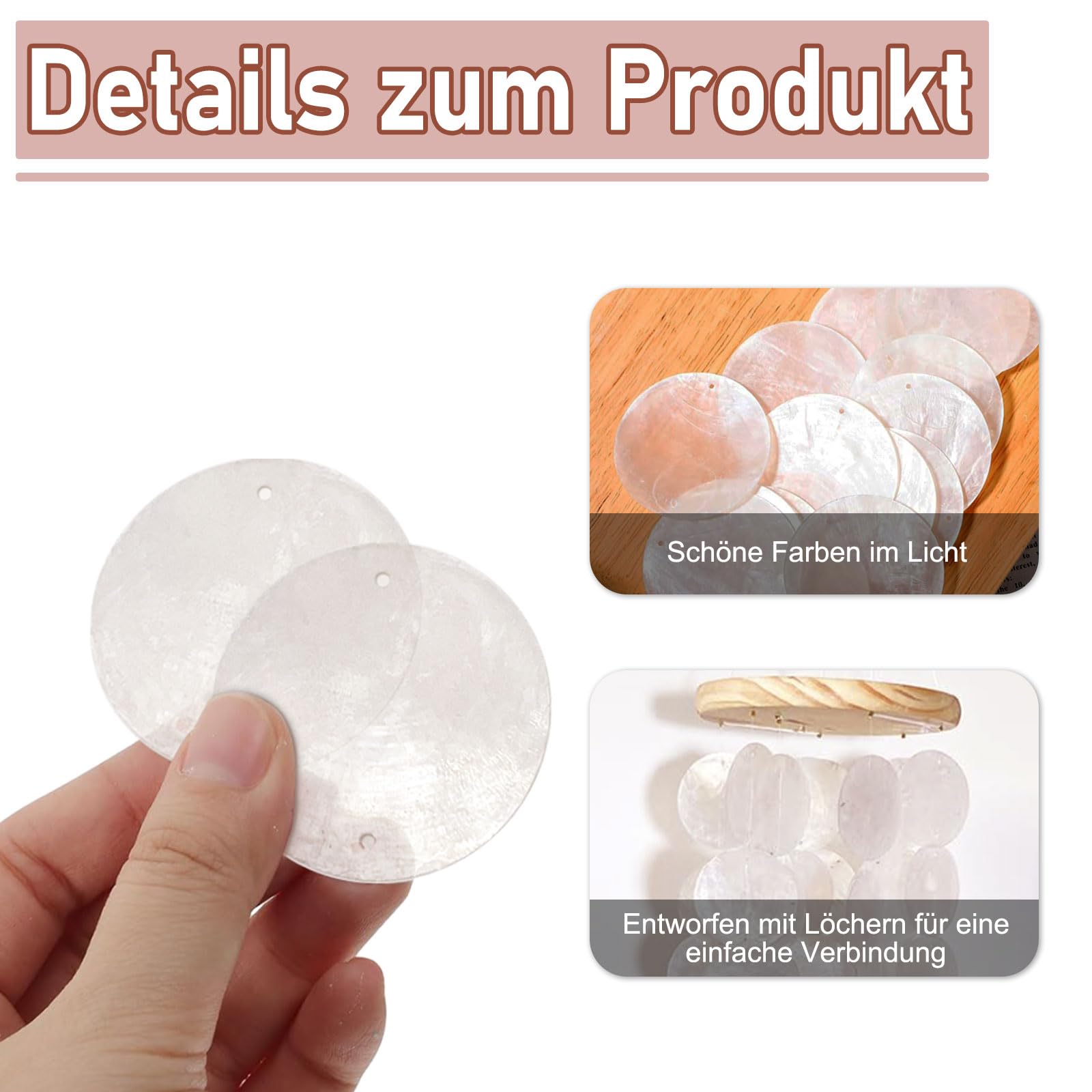 100 sztuk muszli z masy perłowej, okrągłe krążki z masy perłowej, zawieszki w stylu retro, z dwoma otworami, do zasłon z muszli, majsterkowania, dekoracji domu (białe)