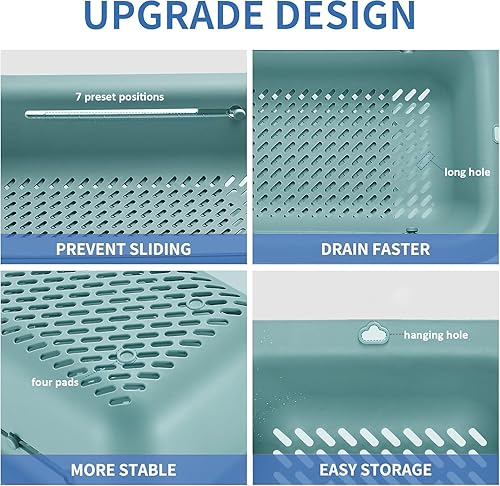 Miniatura 4 de LASSHSWA Colador plegable y colador para cocina, cesta coladora sobre el fregadero para cocina, colador de alimentos para pasta de frutas, colador