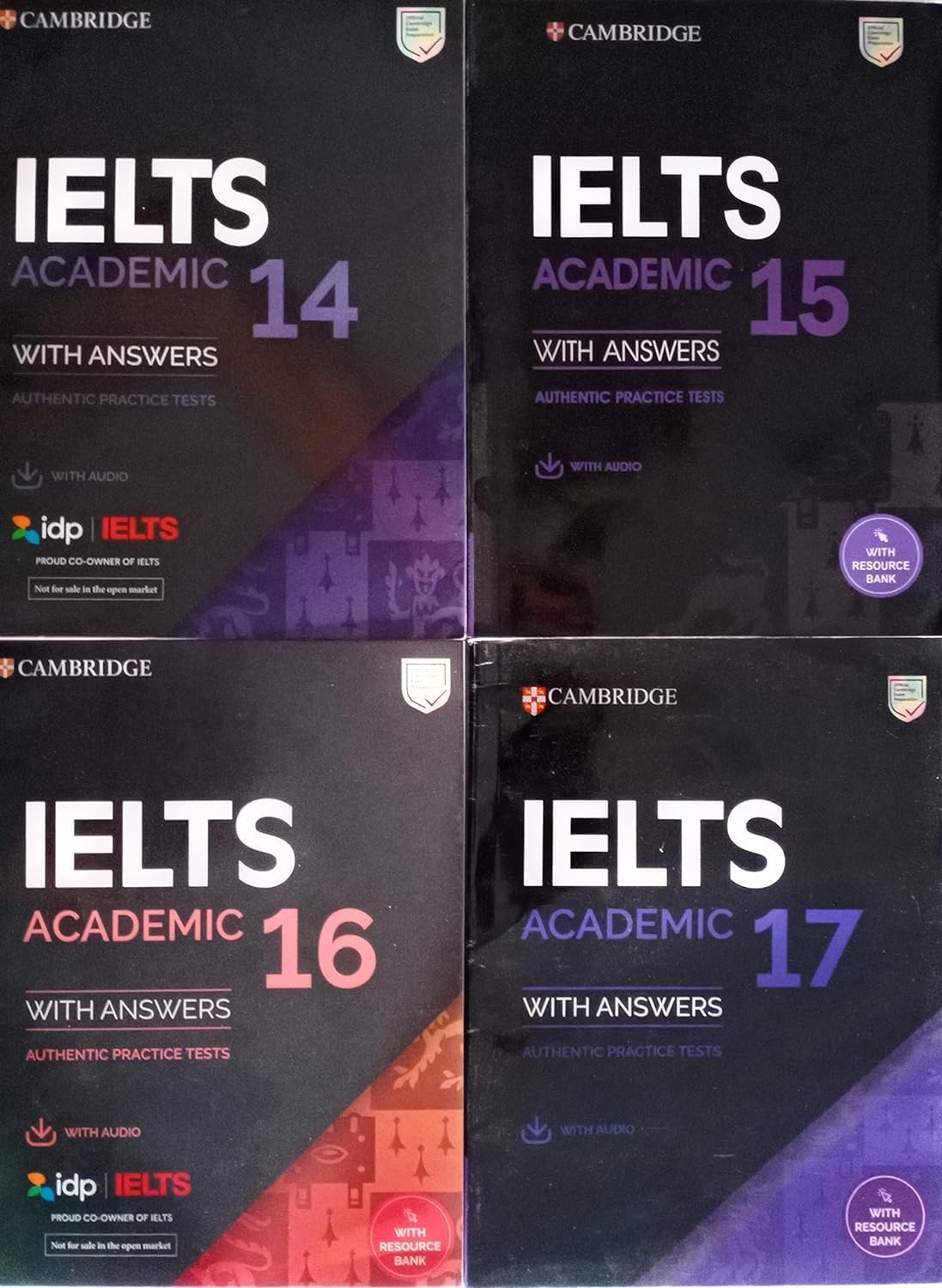 Ielts Academic combo 14-15-16-17 (Set of 4 books) Latest edition Cambridge English