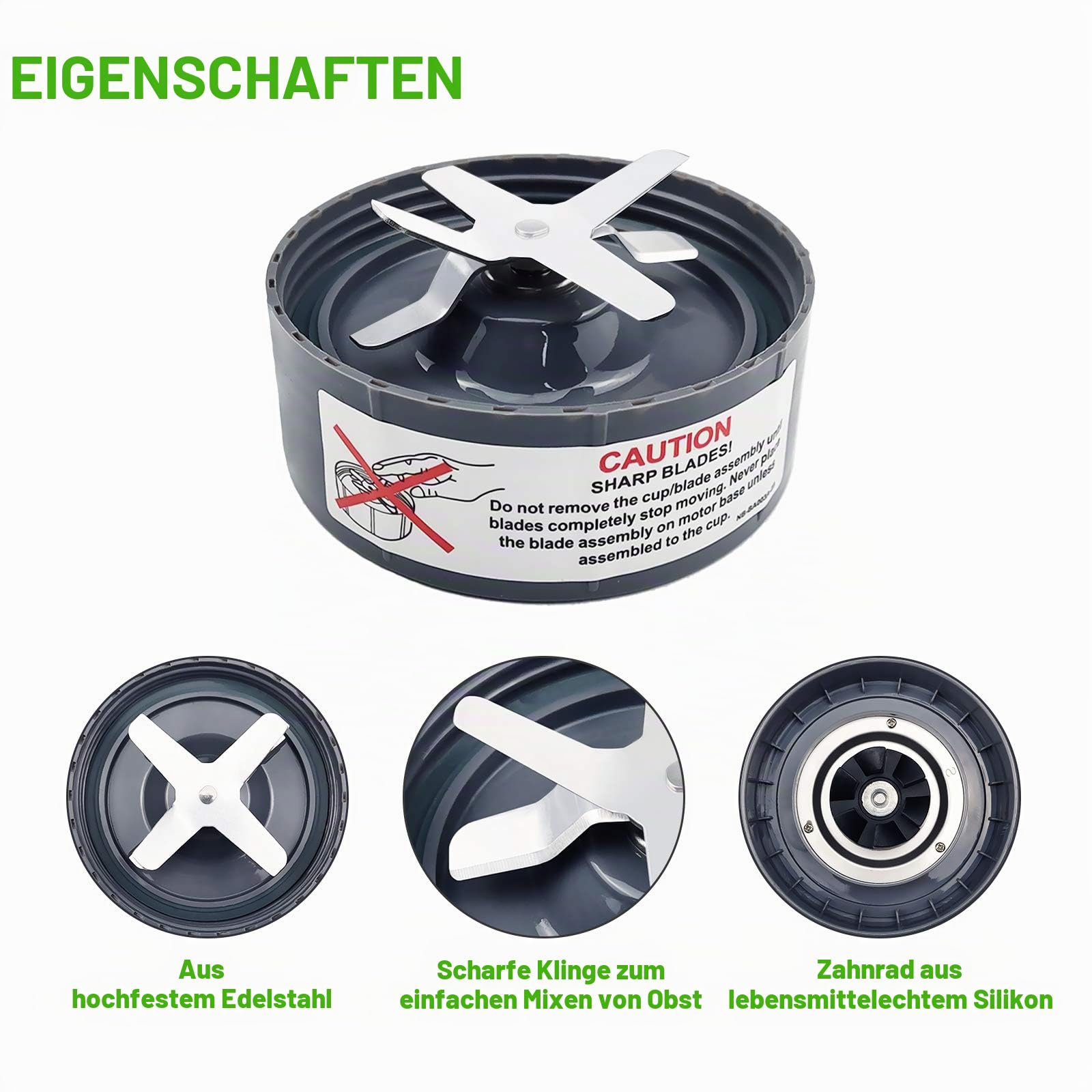 14 Stück Mixer-Ersatzteile Extraktor Klinge und Tassen für NutriBullet 600w & 900w Serie, einschließlich Stoßdämpfer und Getriebe (1 Klinge + 3 Tassen + 1 Deckel)