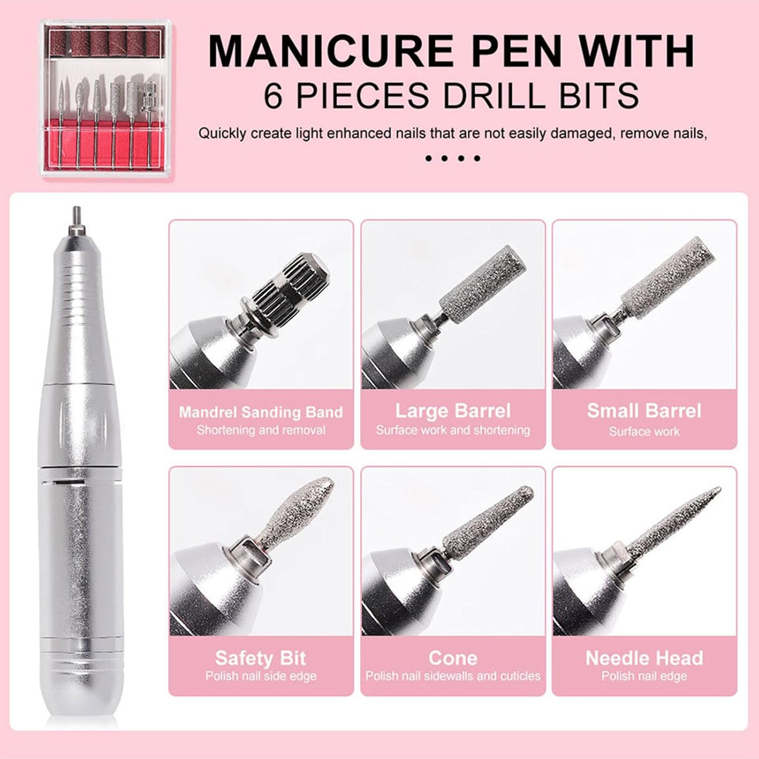 電気爪のドリルマシンセット充電式ネイルドリル45000rpmネイルポリッシングマシン爪ドリルビット