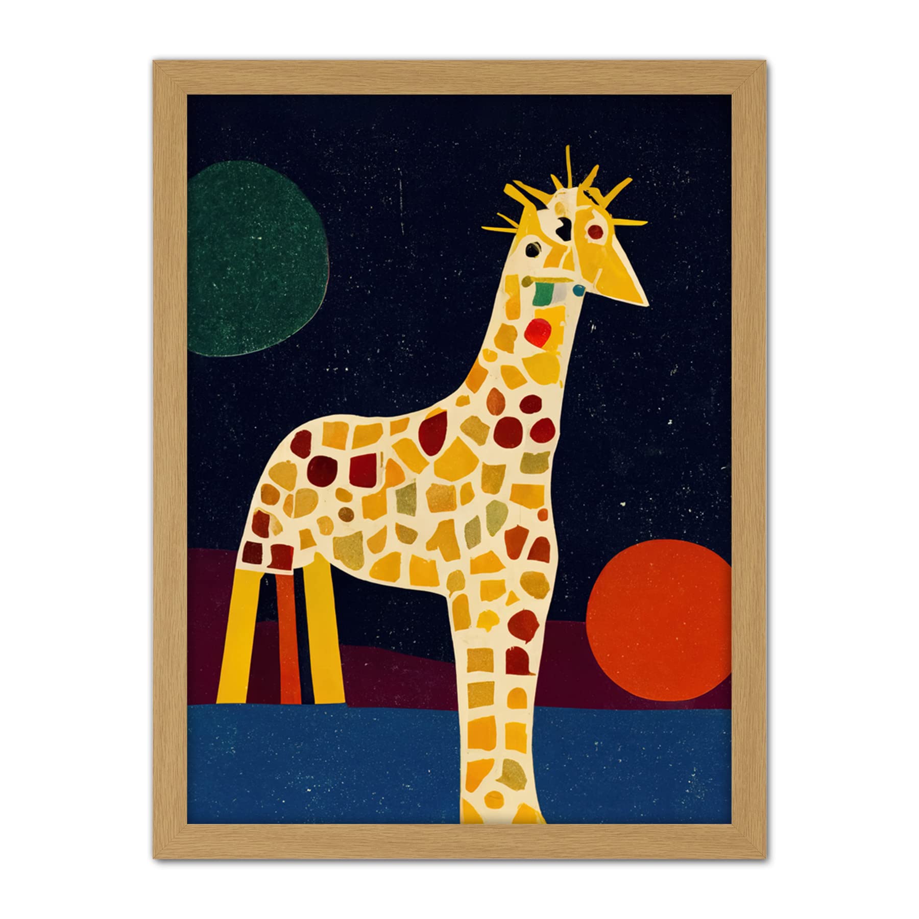Doppelganger33 LTD Abstract Giraffe Surreal Cubism Artwork Framed Wall Art Print 18X24 Inch