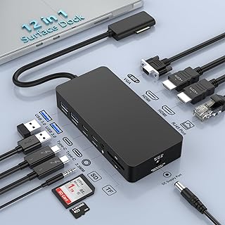Surface Dock, Surface Docking Station, Microsoft Surface Triple Display (2 HDMI 4K+VGA) Dock, Surface pro Accessories for Surface Pro 9/8/X/7/6/5/4/3, Surface Book 3/2/1, Surface Laptop go/5/4/3/2/1