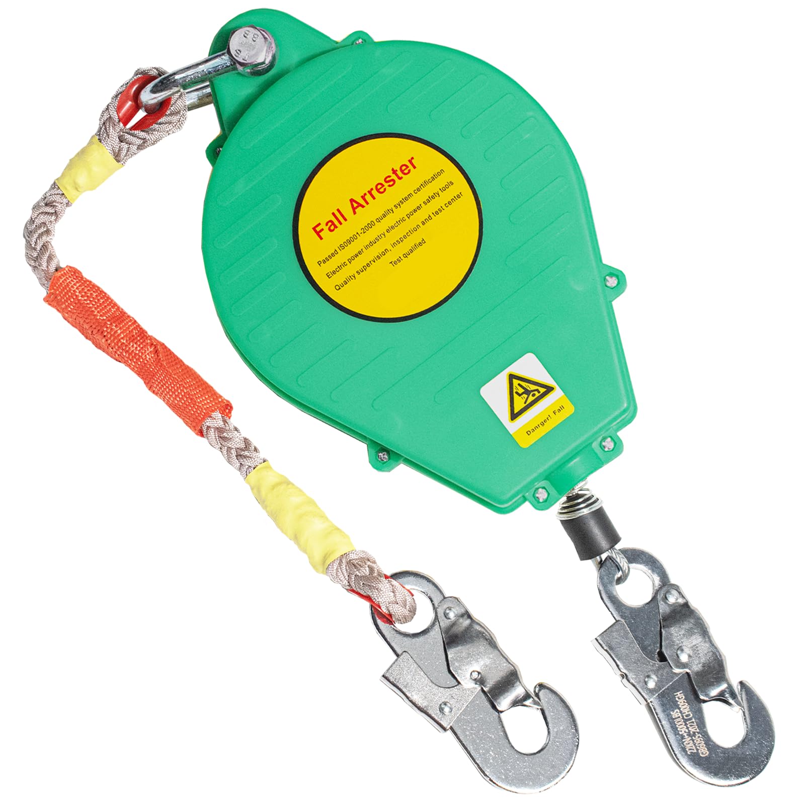 Dispositivo Anticaduta Retrattile Certificato 3-20 mt, Imbracatura di Sicurezza Anticaduta Tetto/Lavoro Aereo, 150 kg Dispositivo Retrattile di Sicurezza Anticaduta(Verde,7 metri)