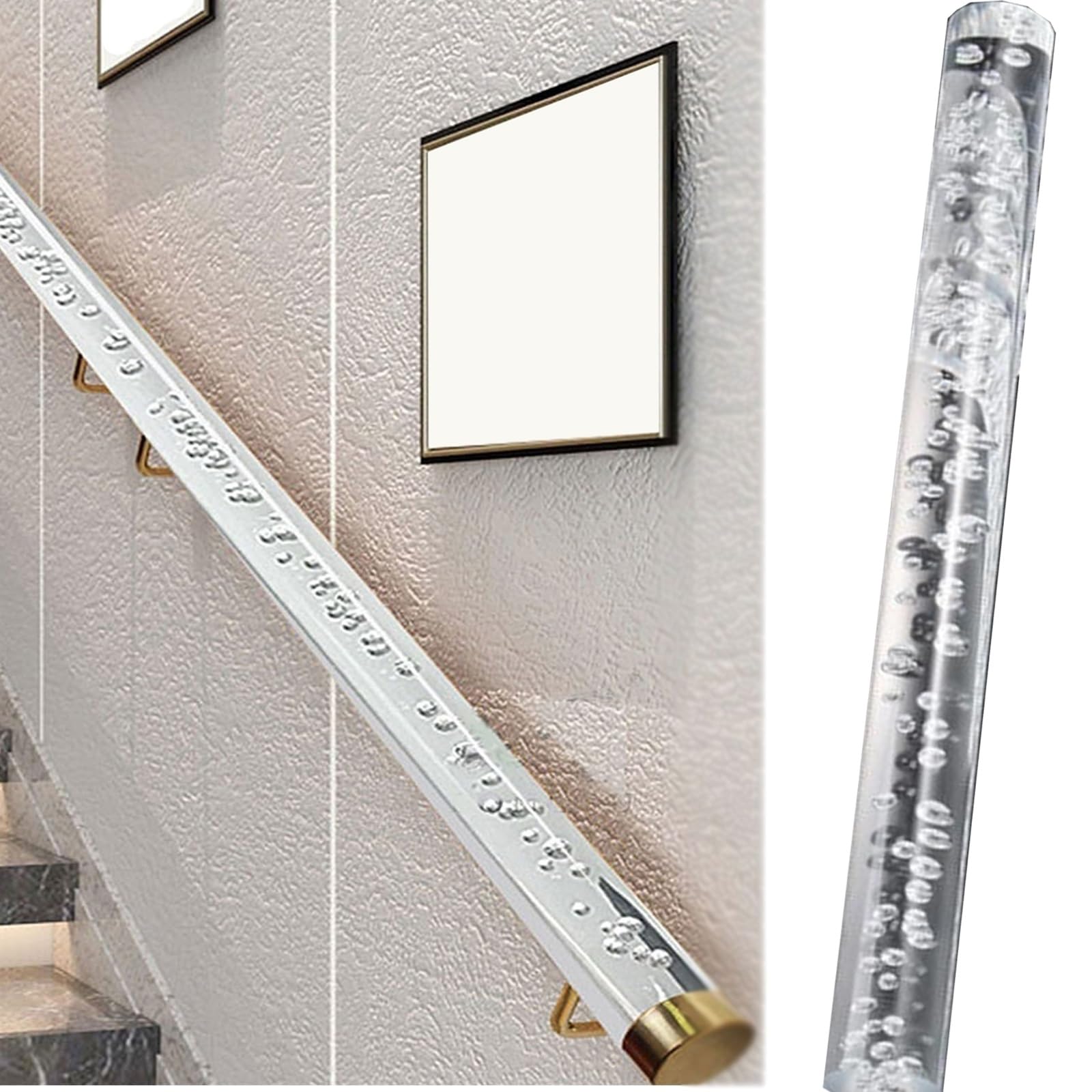 Rampe d'escalier en cristal acrylique transparent de 2ft pour sécuriser les espaces étroits de bureau