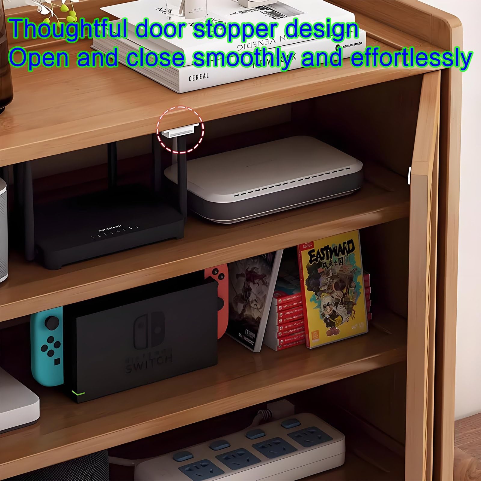 Moderner AV-Media-Ständer, Schrank, Audio-Video-Aufbewahrungsregal, Gaming-Stereo-Schrank, Holz, Media-Aufbewahrung, stilvolles Media-Center, schwarzer AV-Schrank (59 x 25 x 82 cm)
